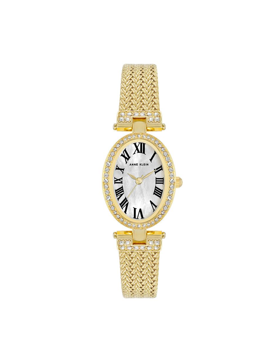 Les métaux Anne Klein Oval Crystal Accented Mesh Bracelet Watch   | QVX-1944881